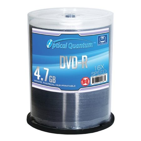 OPTICAL QUANTUM Optical Quantum OQBQDMR16WTP 100 Pack 16x 4.7GB DVD-R Blank Media White Thermal Printable OQBQDMR16WTP
